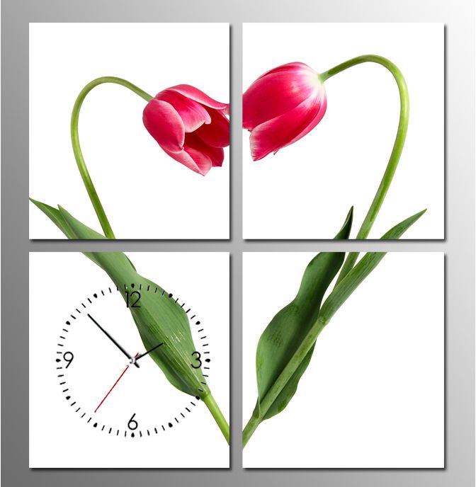 hoa tulip trong tranh dong ho